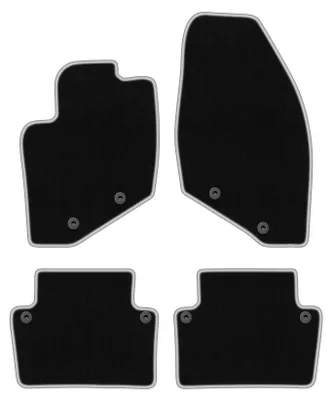 Produktbild von Fußmatten Automatten Velours Schwarz/Silber für Volvo S80 I 1998-2006 Set 4-tlg