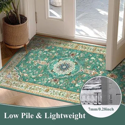Produktbild von Famanu Teppichläufer 60 x 180 cm - Hochwertiger rutschfester Läufer für Flur und Eingangsbereich - Waschbarer, flauschiger Teppichläufer - Vintage