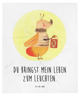 Produktbild von Mr. & Mrs. Panda Schlummerdecke Glühwürmchen - Weiß - Geschenk, Fleecedecke, Liebesspruch, Liebesbeweis, Plaid, Babydecke, Schmusedecke, Erstlingsdecke, Lustige Sprüche