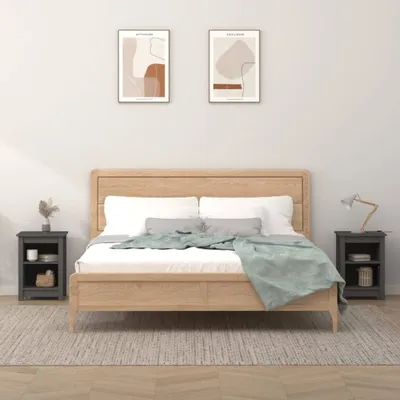 Produktbild von vidaXL Nachttische 2 Stk. Grau 40x35x55 cm Massivholz Kiefer