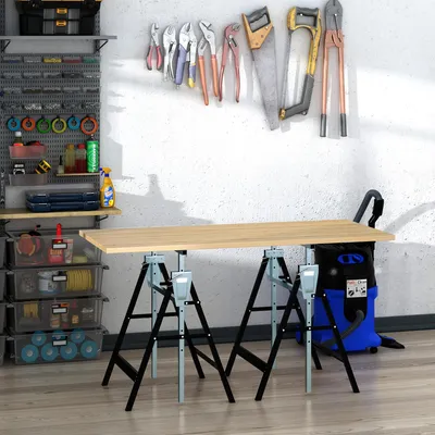 Produktbild von Set aus 2 klappbaren Teleskop-B?cken, h?henverstellbar 80šC130 cm, schwarz