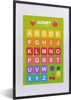 Produktbild von MuchoWow® MuchoWow® Gerahmtes Poster Kinderzimmer - Alphabet - Lernen - Jungen - Mädchen - Kinder - Kinder 40x60 cm - Poster mit zchwarzem Bilderrahmen - Poster in Rahmen