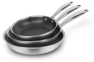 Edelstahlpfannen-Set 3-tlg. 20/24/28 cm Antihaftbeschichtung Induktion