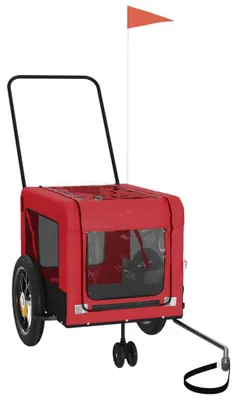 Produktbild von vidaXL Fahrradanhänger Hunde Rot und Schwarz Oxford-Gewebe & Eisen