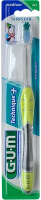 Produktbild von GUM Zahnbürste Technique Plus Mittel Kompakt Plaqueentfernung Etui Griff