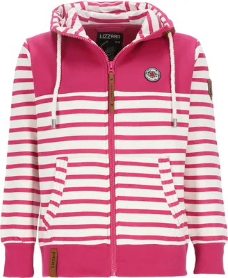 Produktbild von Lizzard Sports Damen Sweatjacke im Streifen-Uni-Mix - Kapuzenjacke mit Reißverschluss in Pink-Pink-White Größe XXL