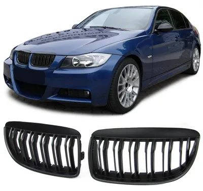 Kühlergrill Doppelsteg SCHWARZ MATT für BMW 3er E90 E91 ab 2005-2008 – Produktansicht