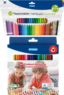 Produktbild von Malstifte-Set bestehend aus 30 Fasermaler + 24 Buntstifte