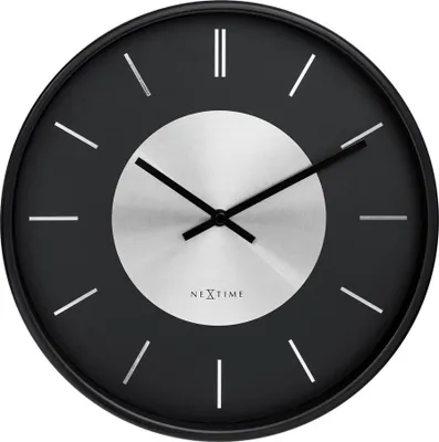 Zdjęcie produktu dla NeXtime 3535ZW, Ściana, Zegar kwarcowy, Okrągły, Czarny, Srebrny, Metal, Bateria