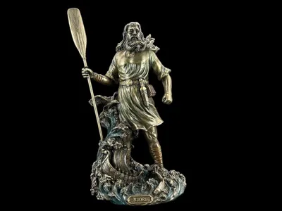Produktbild von Njörd – nordischer Gott des Meeres und der Seefahrt – Dekofigur in Bronzeoptik, handbemalt, 16 cm × 9.5 cm × 26 cm, Modell WU77835A4
