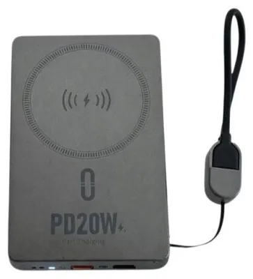 Immagine prodotto di Powerbank a ricarica rapida da 5000 mAh e 20 W con USB-C, USB-A, QC 3.0 e ricarica wireless