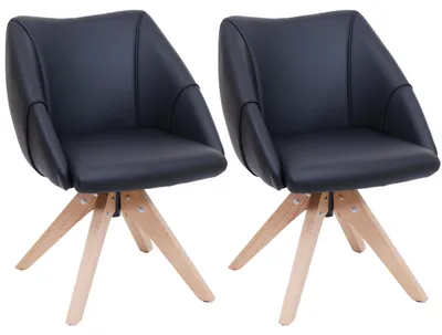 Produktbild von 2er-Set Esszimmerstuhl HWC-Q52, Küchenstuhl Drehstuhl Polsterstuhl Esstischstuhl, drehbar Holz Kunstleder  schwarz