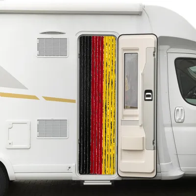 Produktbild von Moritz Flauschvorhang aus Chenille 56 x 185 cm schwarz-rot-gold Türvorhang als Fliegenschutz Insektenschutz für Camping Wohnwagen