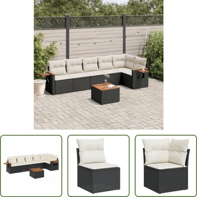 Produktbild von The Living Store 7-tlg. Garten-Sofagarnitur mit Kissen Schwarz Poly Rattan