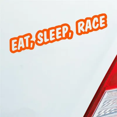 Produktbild von Auto Aufkleber Eat, Sleep, Race Tuning Rennen Car Schriftzug 19,5x3 cm Orange Sticker Heckscheibenaufkleber
