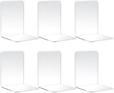 Produktbild von 6 Pcs Buchstütze, Buchständer Buchstützen, Acryl Buchhalter Regal, Book Holder Bookends, Bücherhalter Transparente, Bücherstopper rutschfeste für Kinder, Schule, Büro, Zuhause, Bibliothek