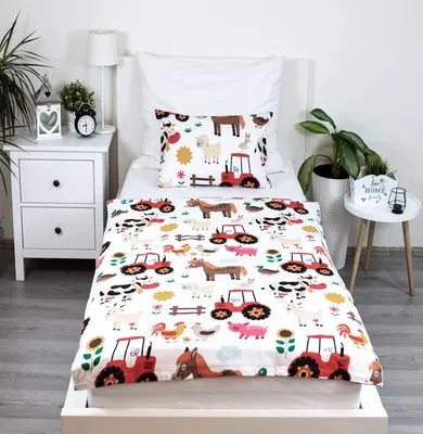 Produktbild von Kinderbettbezug, 100x135 cm - 2-teilig, 100% Baumwolle - Tiermotiv - Wendbar