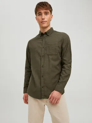Produktbild von Twill Hemd Shacket Basic Freizeit Langarm Shirt Einfarbig JJECLASSIC |