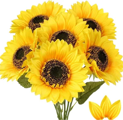 Immagine prodotto di Girasoli artificiali Grande decorazione 3 pezzi 22,8 cm Bouquet giallo