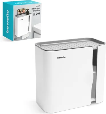 Image de Bewello® - Support de papier toilette - Support de papier toilette - Armoire WC autocollante - Blanc avec Gris - 248 x 130 x 230 mm