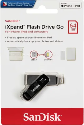 Produktbild von Sandisk Ixpand Pendrive Usb 64 Gb Usb Typ-A / Lightning 3.2 Gen 2 Czarny, Srebrny, Sdix60N-064G-Gn6Nn