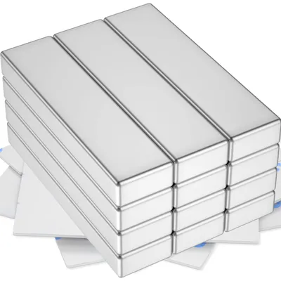 Neodymium Magnete 40x10x5 mm, selbstklebend, 12 Stück