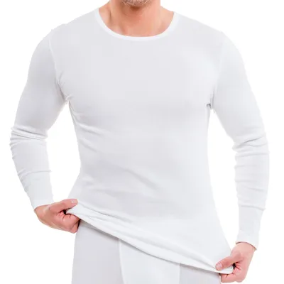 Produktbild von HERMKO 163640 Sonderposten Herren langarm Shirt, 50% Baumwolle, 50% Modal, Größe:D 4 = EU S, Farbe:weiß