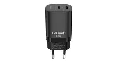 Zdjęcie produktu dla CubeNest PD Adapter GaN 35W S2D1 - szybka ładowarka PD 3.0, 2*USB-C GaN Adapter