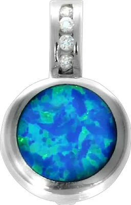 Zdjęcie produktu dla Wisiorek z srebra próby 925, 1,6 cm, biały opal syntetyczny, niebieski 025240060