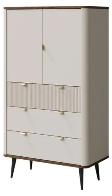 Produktbild von MIRJAN24 Regal 2D3S MARLY REG 6, Regal mit drei Schubladen und zwei Drehtüren, Schwarze Metallfüße (Farbe: Cashmere / Cashmere + Nuss)