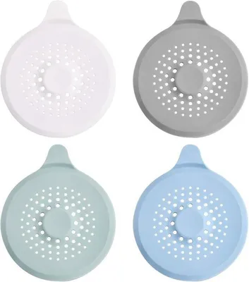 Produktbild von Set mit 4 Silikon-Abflusssieben, 14 cm Küchenspülensieb, Badewannenabflussfilter, Duschhaarfilter