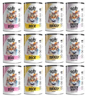 Produktbild von Tuftuf | Feuchtfutter für Katzen - Mix Dergeschmäcker - 12x400g - Nassfutter - Verzehrfertig