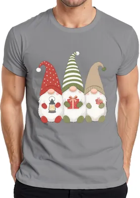Produktbild von Weihnachtswichtel Weihnachtsgnome Drei Wichtel Geschenk Laterne Herren T-Shirt, Grau, XXL