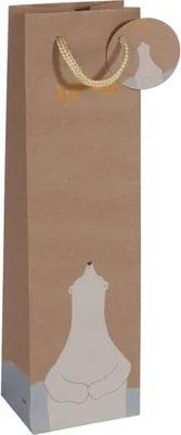 Produktbild von Geschenktaschen, Bottle, Polar bear with star, Geschenkanhänge, Tragekordel, Kraftkarton: braun, 157g/qm, 100 x 350 x 80 mm