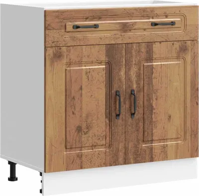 Image de vidaXL Élément bas de cuisine Kalmar imitation vieux bois Matériau dérivé du bois