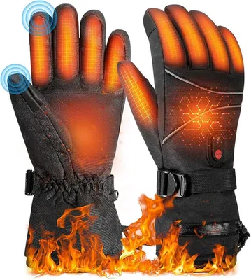 Produktbild von Beheizbare Handschuhe für Damen Herren, Elektrische Handwärmer mit Touchscreen, 6000-mAh-Akku, 3 Heiztemperatur Einstellbar für Radfahren Wandern Ski