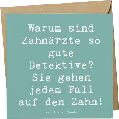 Produktbild von Mr. & Mrs. Panda Glückwunschkarte Spruch Zahnarzt Detektiv - Meeresbrise - Geschenk, Fall, Zahnpraxis, faltkarte, Berufsleben, Familie, Geschenke für Berufstätige, Berufe