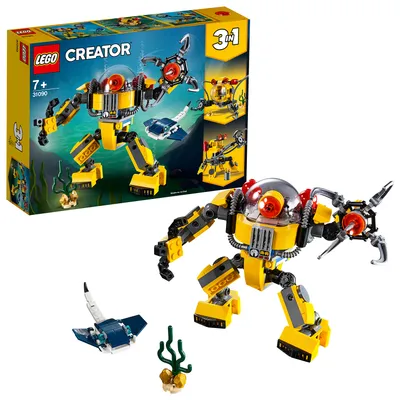 Produktbild von LEGO 31090 Creator Unterwasser-Roboter, U-Boot oder Unterwasser-Kran, 3-in-1 Set, Unterwasser-Abenteuer, Spielzeuge für Kinder ab 7 Jahren