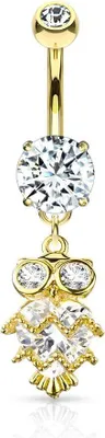 Produktbild von Bauchnabelpiercing Piercing Eule Herz Zirkonia Kristalle Bananabell Autiga® gold