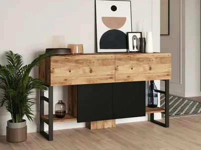 Image de Izo - Console, 139x43x84h cm Chêne Brun, 2 Étagères