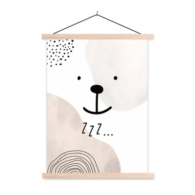 Produktbild von MuchoWow® Textilposter Zitate - Sprichwörter - Kinder - Zzz... - Kinder - Baby - Mädchen - Jungen 60x80 cm mit holzfarbenen Rahmen - Wandbild