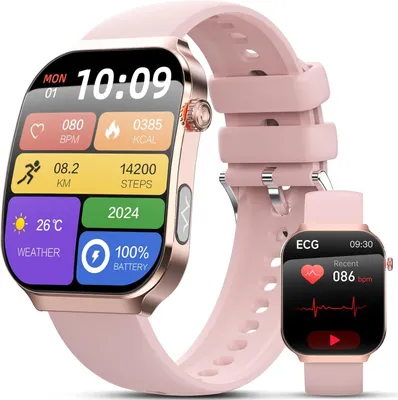 Produktbild von 2026 Neu Smartwatch Damen mit EKG+HRV/BMI/Mikro-Gesundheitscheck/Harnsäure/???t??cker, 2,2" Upgrade 3D-Curved-Display Gesundheitsuhr mit 24H Herzfrequenz Blutdruck Schlafmonitor für Android/iOS