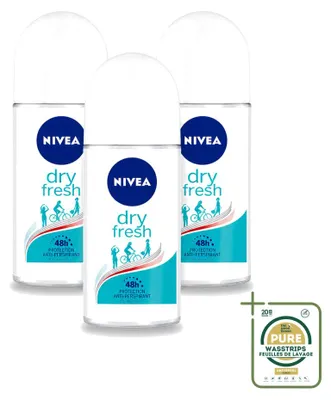Immagine prodotto di 3 deodoranti roll-on Nivea Dry Fresh - 50 ml - Confezione risparmio - 3 pezzi
