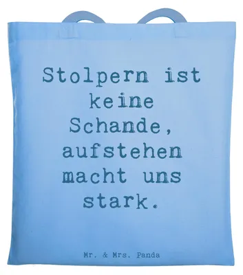 Produktbild von Mr. & Mrs. Panda Jutebeutel Spruch Aus Fehlern lernen - Sky Blue - Geschenk, Shopping Tasche, Schultasche, Hoffnung, Lebensfreude, Fehler machen, Tote Bag, Vertrauem