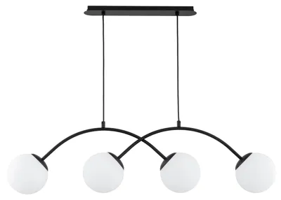 Obrázek produktu pro Závěsné svítidlo s bílými koulemi BESTER, černé, 4xE14x10W, kov, rozměry: 65x105x15 cm, IP20, Alfa