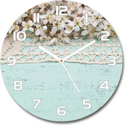 Produktbild von Wanduhr aus Glas 30fi Glasbild Glasuhr Gehärtetes Glas - weisse-zeiger - Cherry blossoms