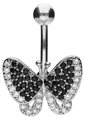 Produktbild von Bauchnabelpiercing Chirurgenstahl Bananabell mit Brass-Design SCHMETTERLING