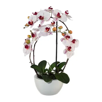 Obrázek produktu pro Umělá květina orchidej phalaenopsis 3D-tisk v keramickém květináči 52 cm růžová Real touch