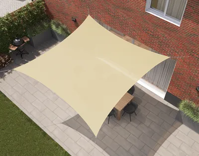Produktbild von Kopu® Sonnensegel Quadratisch 280 Gramm Wasserdurchlässig 4x4 m - Creme