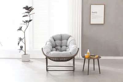 Obrázek produktu pro Houpací křeslo AIORBER, 6" čalouněné, měkké a pohodlné, robustní ocelový rám, nosnost až 120 kg, 43,7x37,2x31,5 cm, na zahradu, terasu, světle šedé provedení